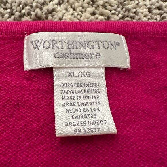 Worthington dark pink cashmere v-neck sweater size XL - Picture 6 of 12